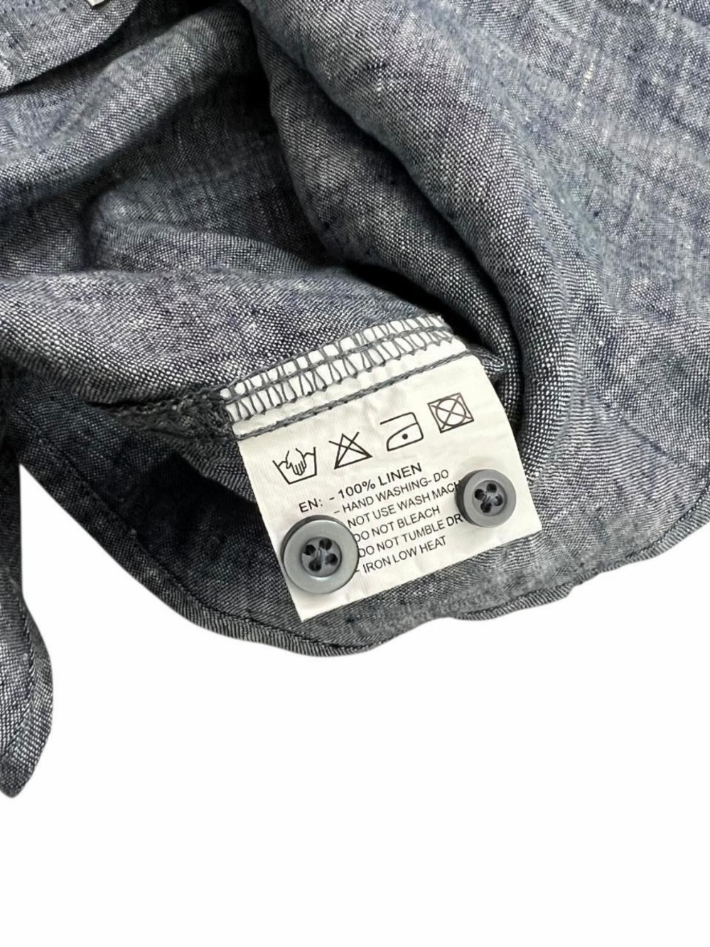 Men’s Long-Sleeve linen Shirt - Slate Blue - Picture 6 of 6